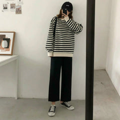 Casual Wide Leg Ankle Length Loose Pants