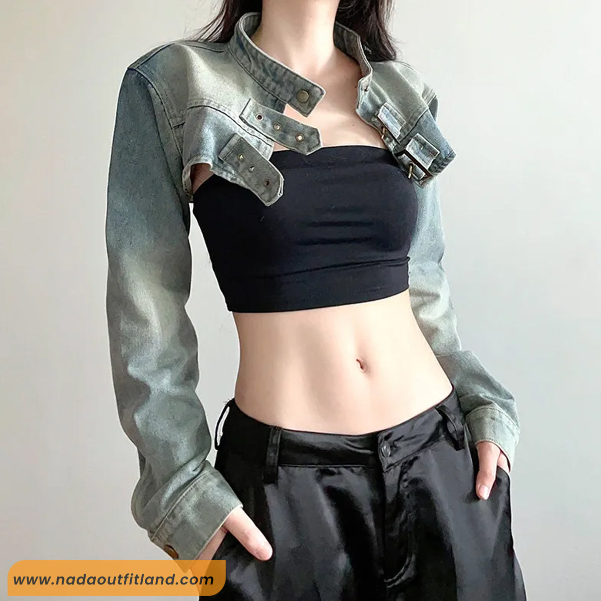 Long Sleeve Sexy Cropped Retro Jeans Jacket