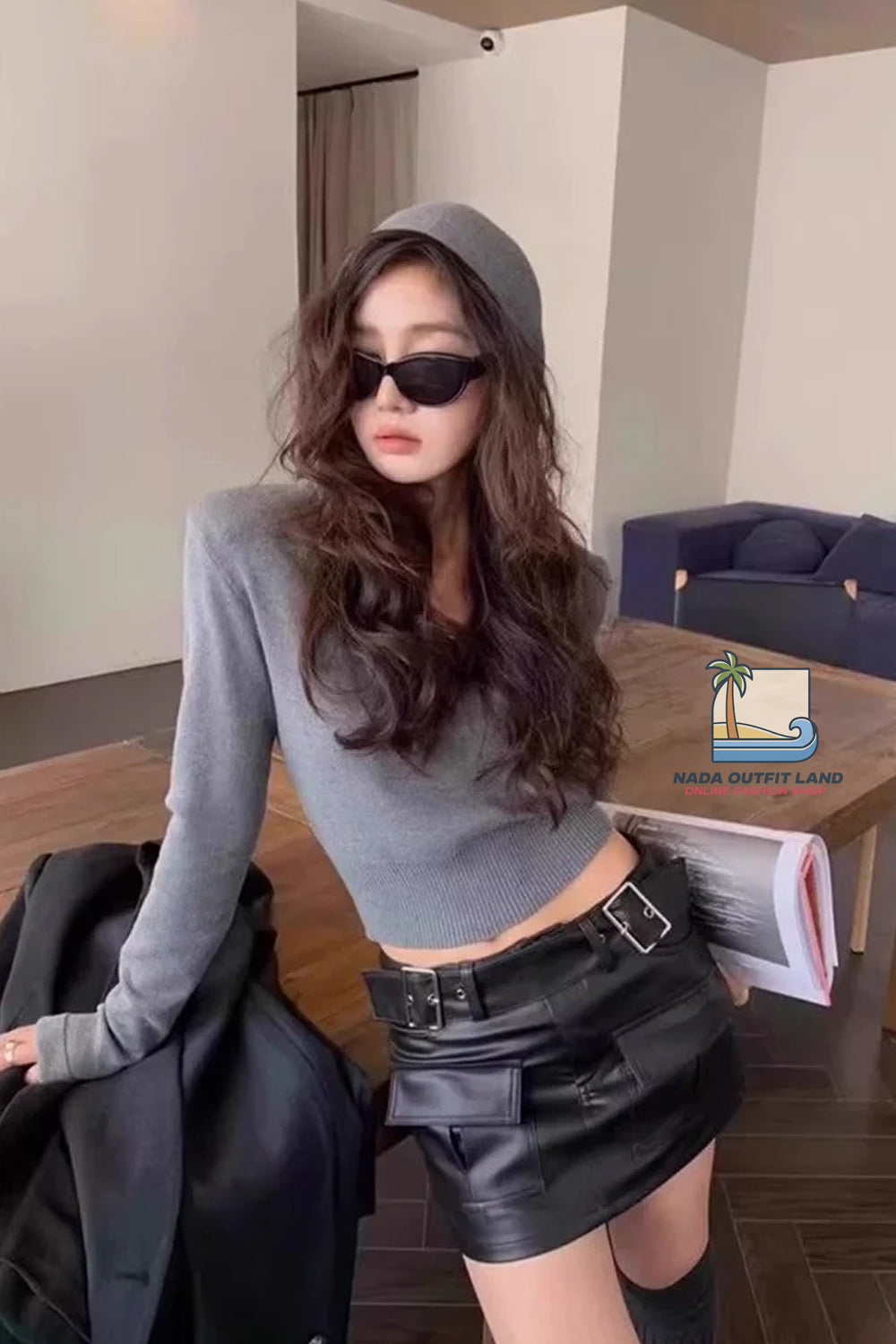 Sexy V-Neck Button Hooded Cropped Sweater