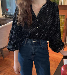 Elegant Dot Pattern Office Blouse Shirt