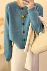 Long Sleeve Colorful Buton Cardigan Sweater