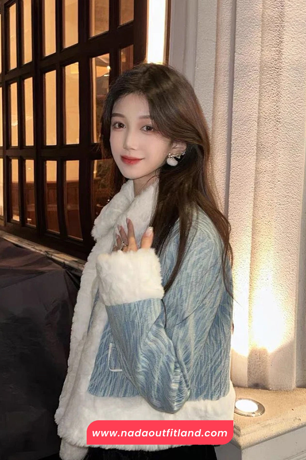 Long Sleeve Turn Down Collar Lamb Wool Cropped Jacket