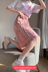 Elastic Waist Cargo Pockets Knee Length Shorts
