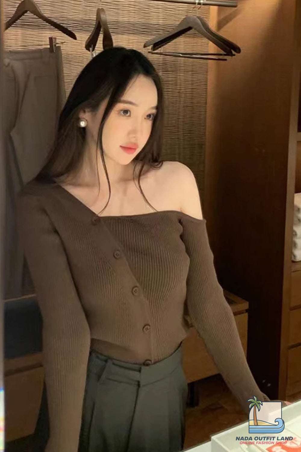 Long Sleeve Sexy Off Shoulder Irregular Knitted Sweater