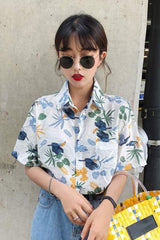 Short Sleeve Fresh Floral Blouse Shirt