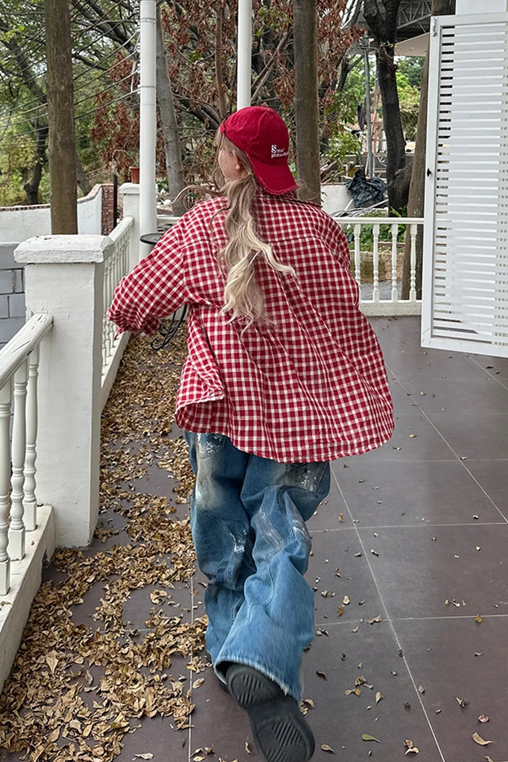 Long Sleeve Hip Hop Red Plaid Blouse Shirt