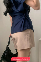 Short Sleeve Single Side Button Summer Blouse Shirt