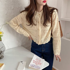 Hollow Out Slim Cardigan Sweater