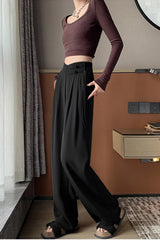 High Waist Loose Drawstring Office Long Pants