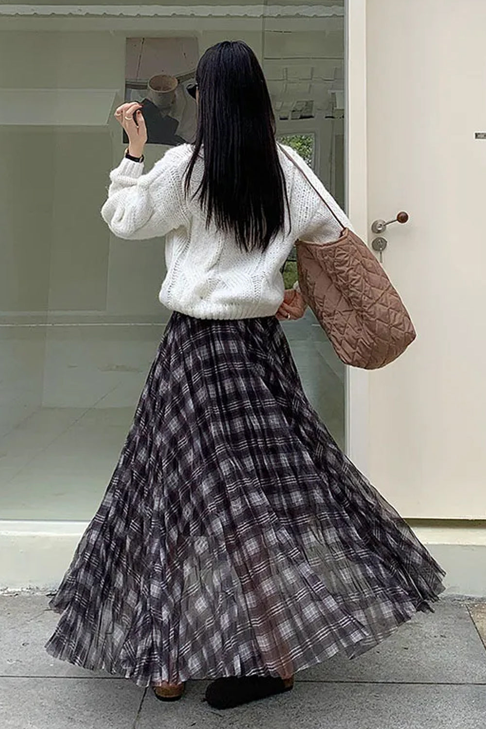 Vintage Plaid Pattern Mesh Patchwork A-Line Pleated Skirts