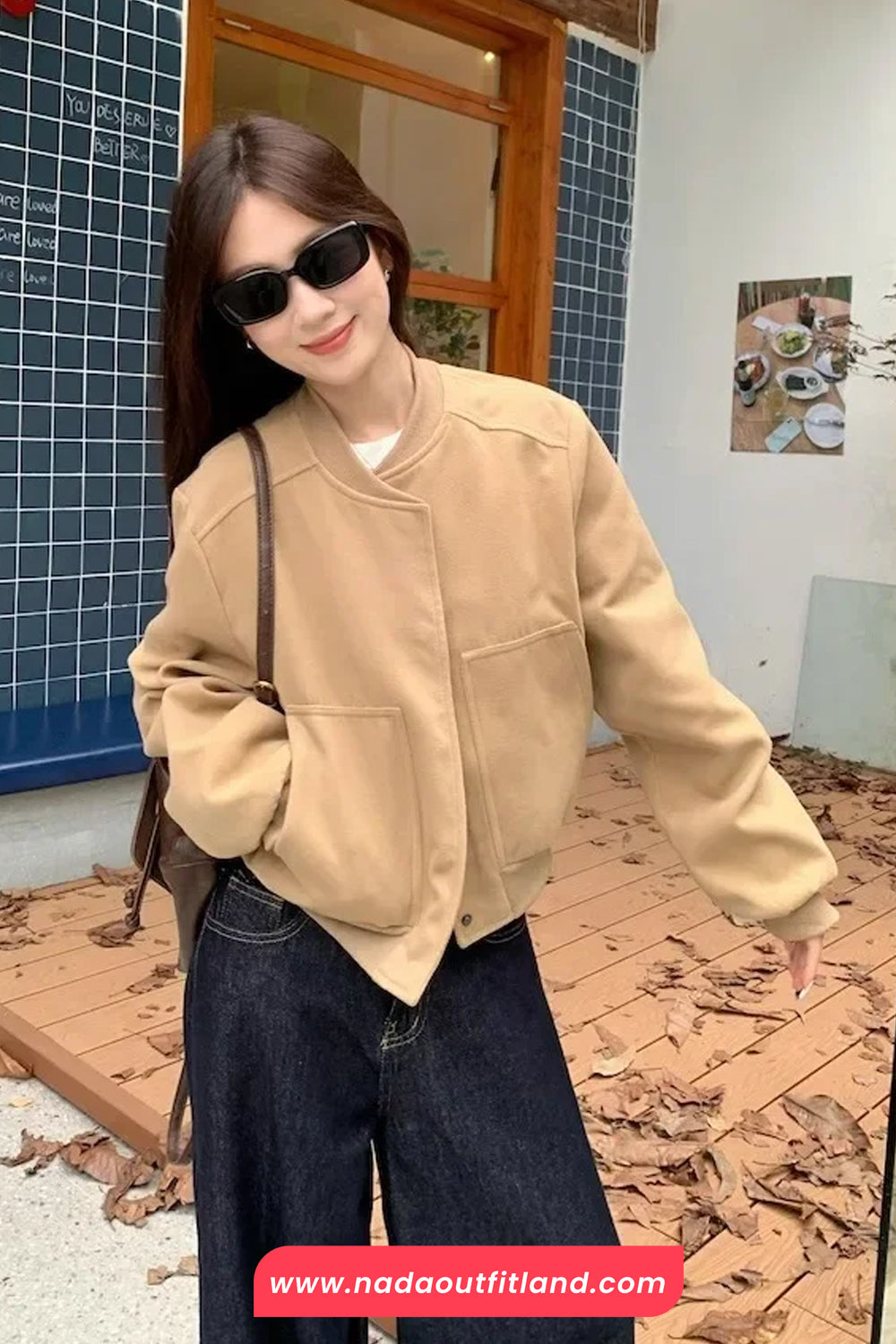 Long Sleeve Classic Cropped Baseball Jacket