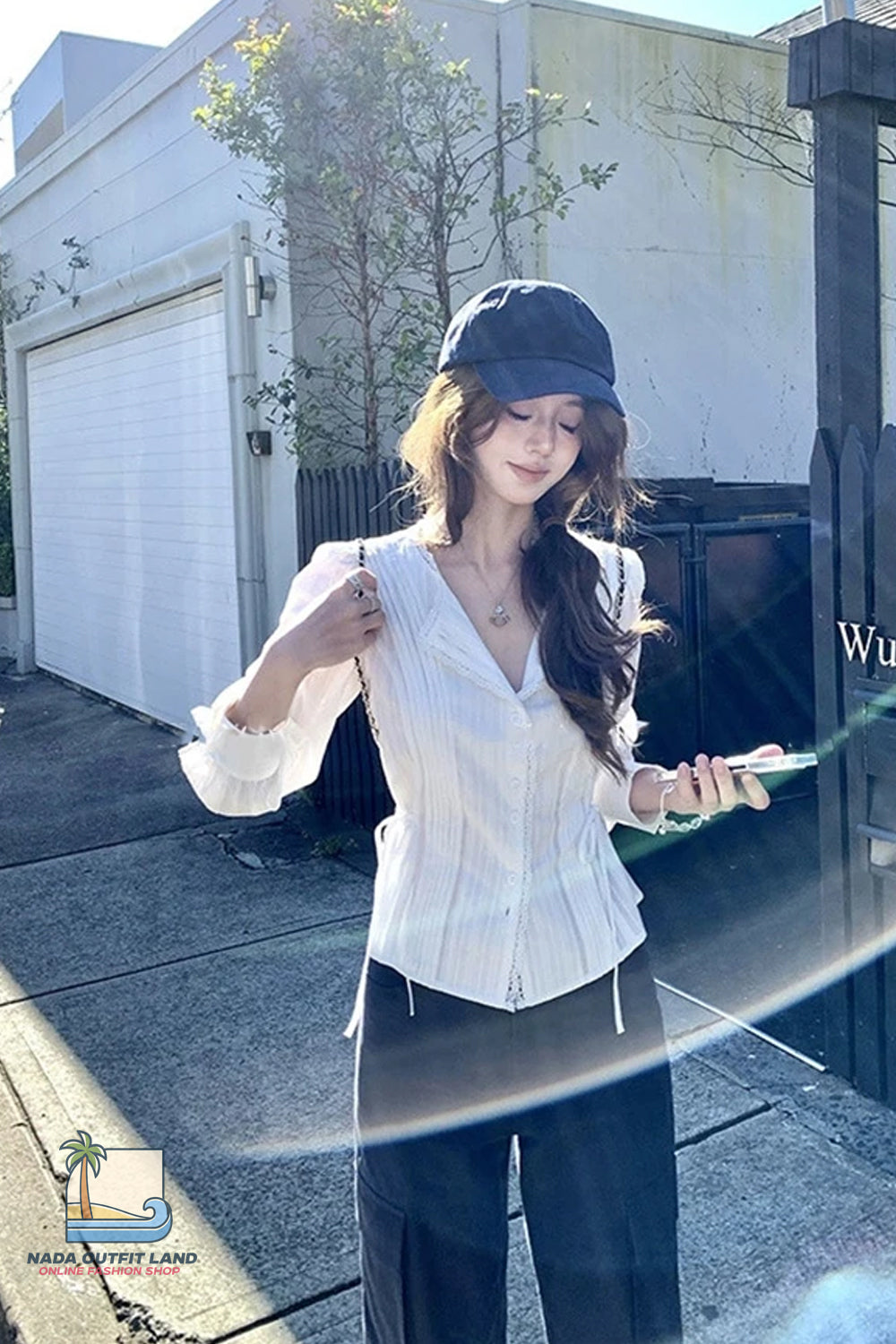 Lace Tie Patchwork Elegant White Blouse Shirt