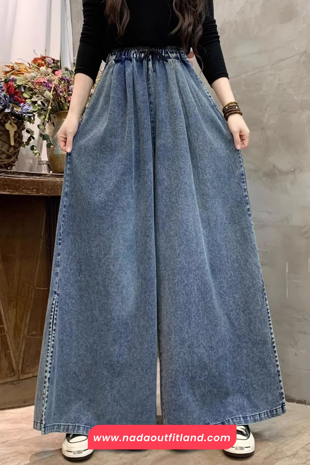 High Waist Loose Wide Leg Denim Long Pants