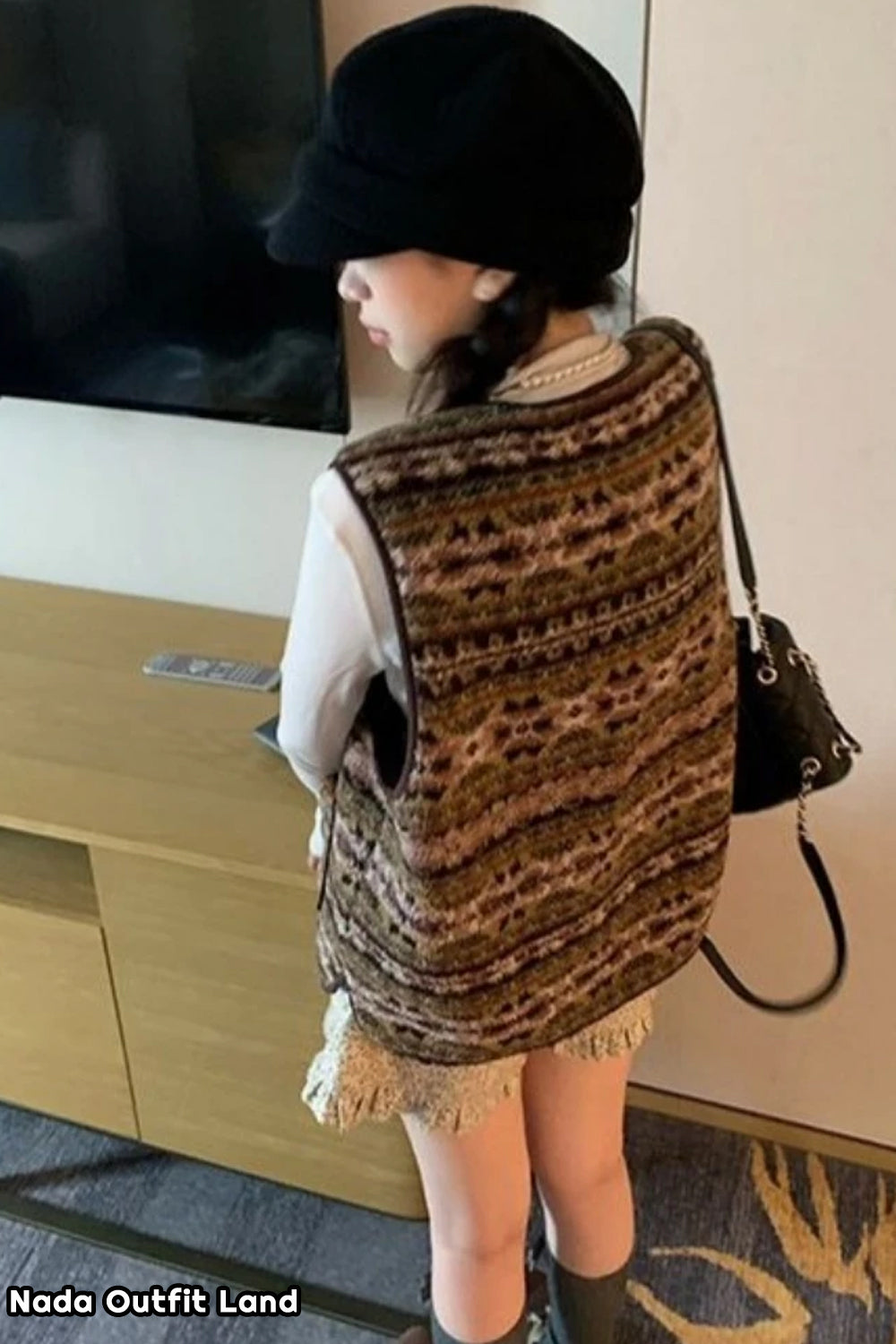 Vintage Style Double Pockets Vest Sweater