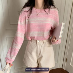Long Sleeve Retro Colors Striped Summer Shirts