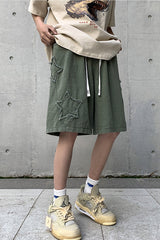 Stars Patchwork Embroidered Shorts Pants