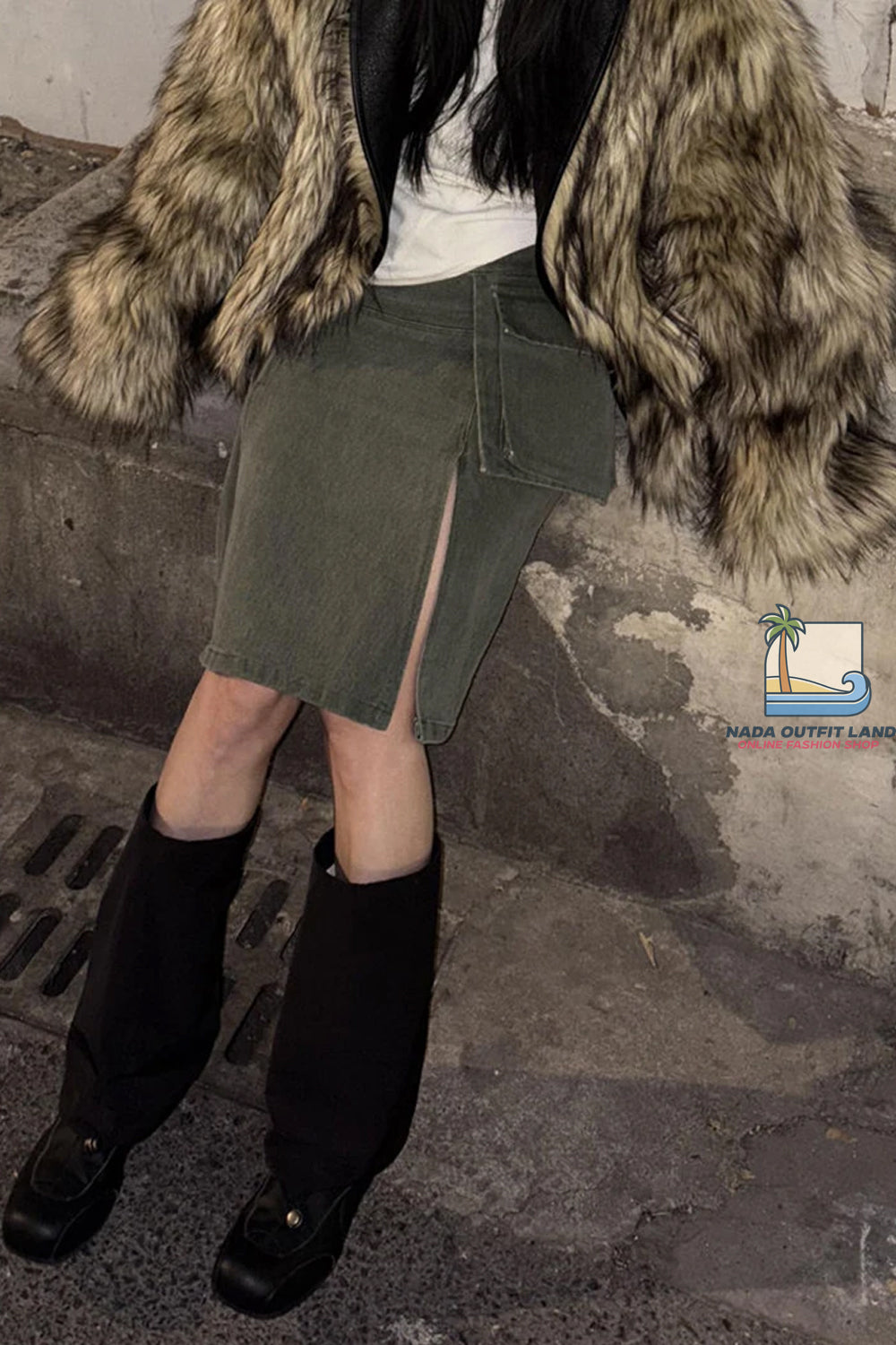 Sexy Split Asymmetrical Cargo Mini Skirts