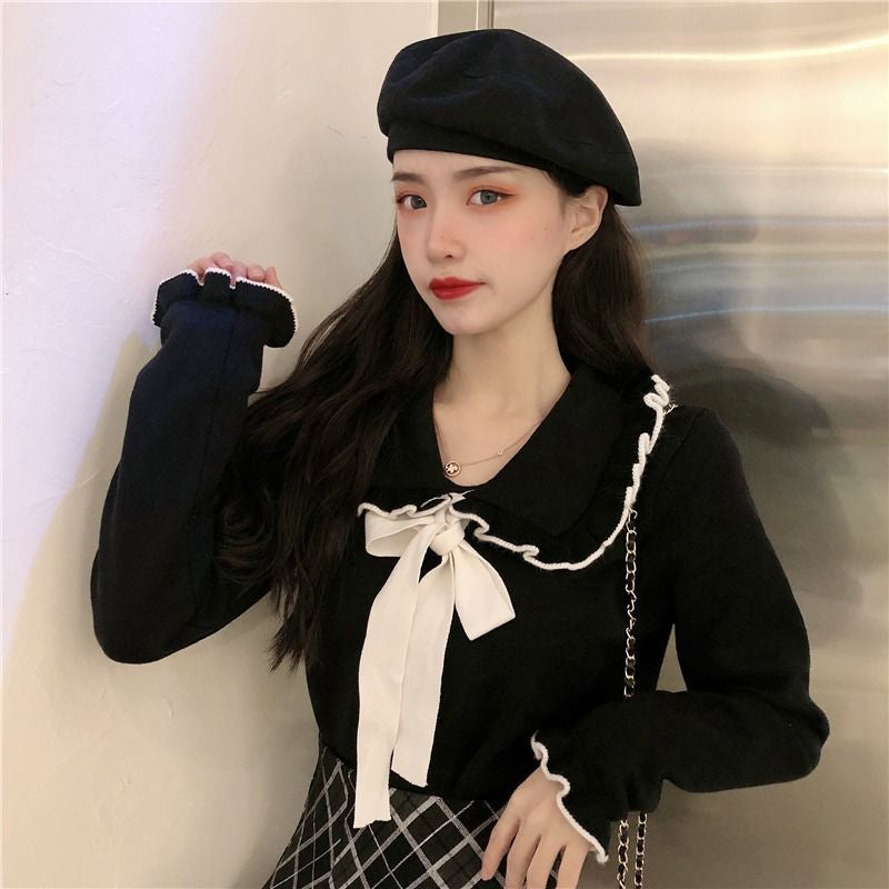 Doll Collar Knitted Cozy Sweater