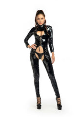 Red Vinyl Corset Bodysuit