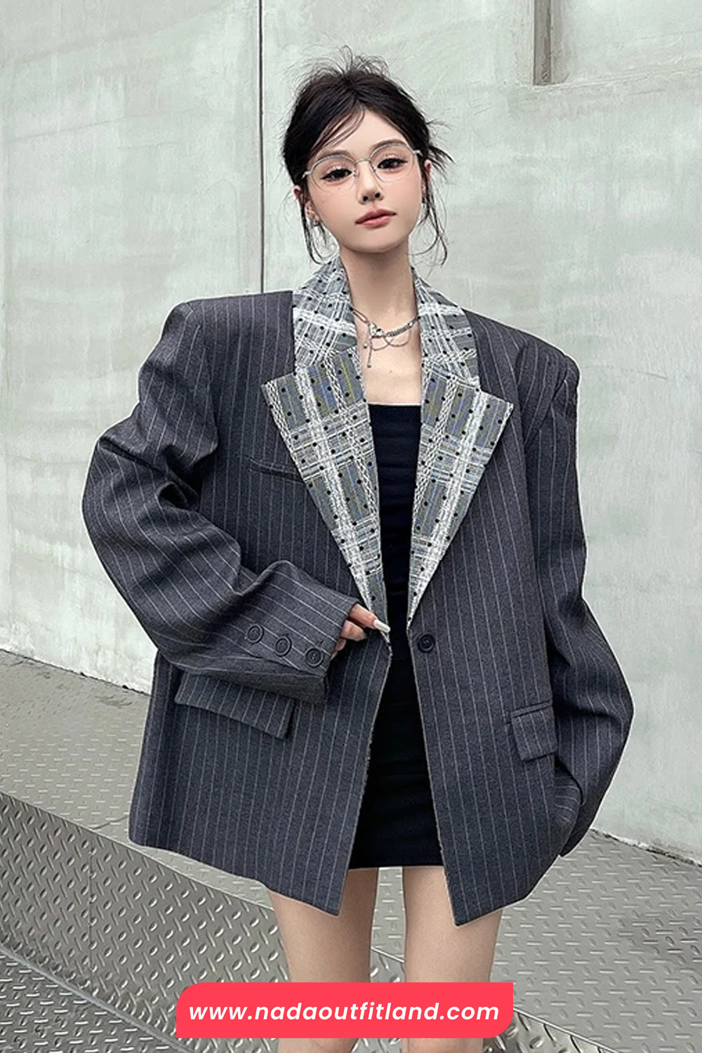 Loose Elegant Striped Office Blazer Coat