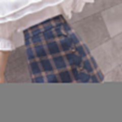 High Waist Irregular Plaid A-Line Elegant Skirts