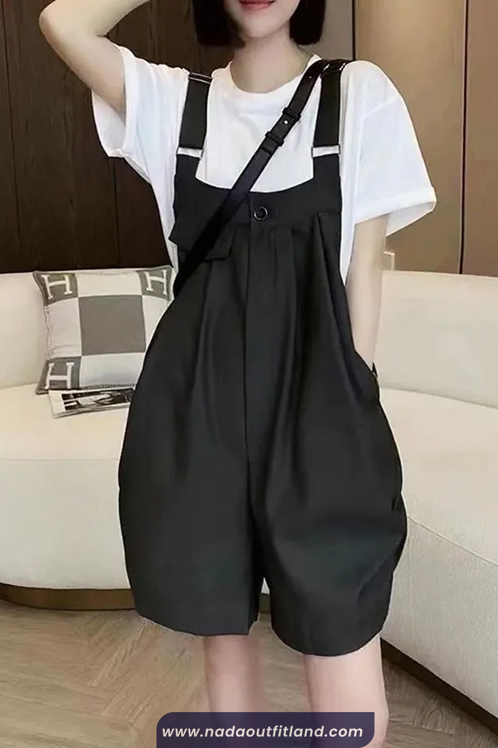 Loose Cargo Pockets Solid Romper Jumpsuits