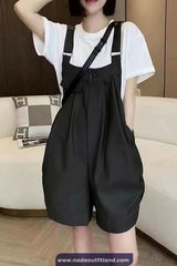Loose Cargo Pockets Solid Romper Jumpsuits