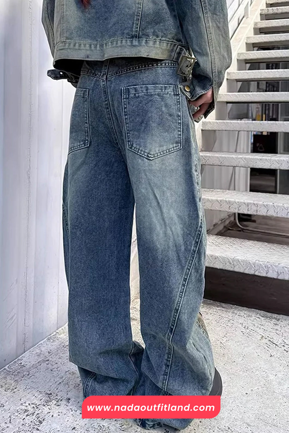 Loose Leopard Patchwork Wide Leg Jeans Pants