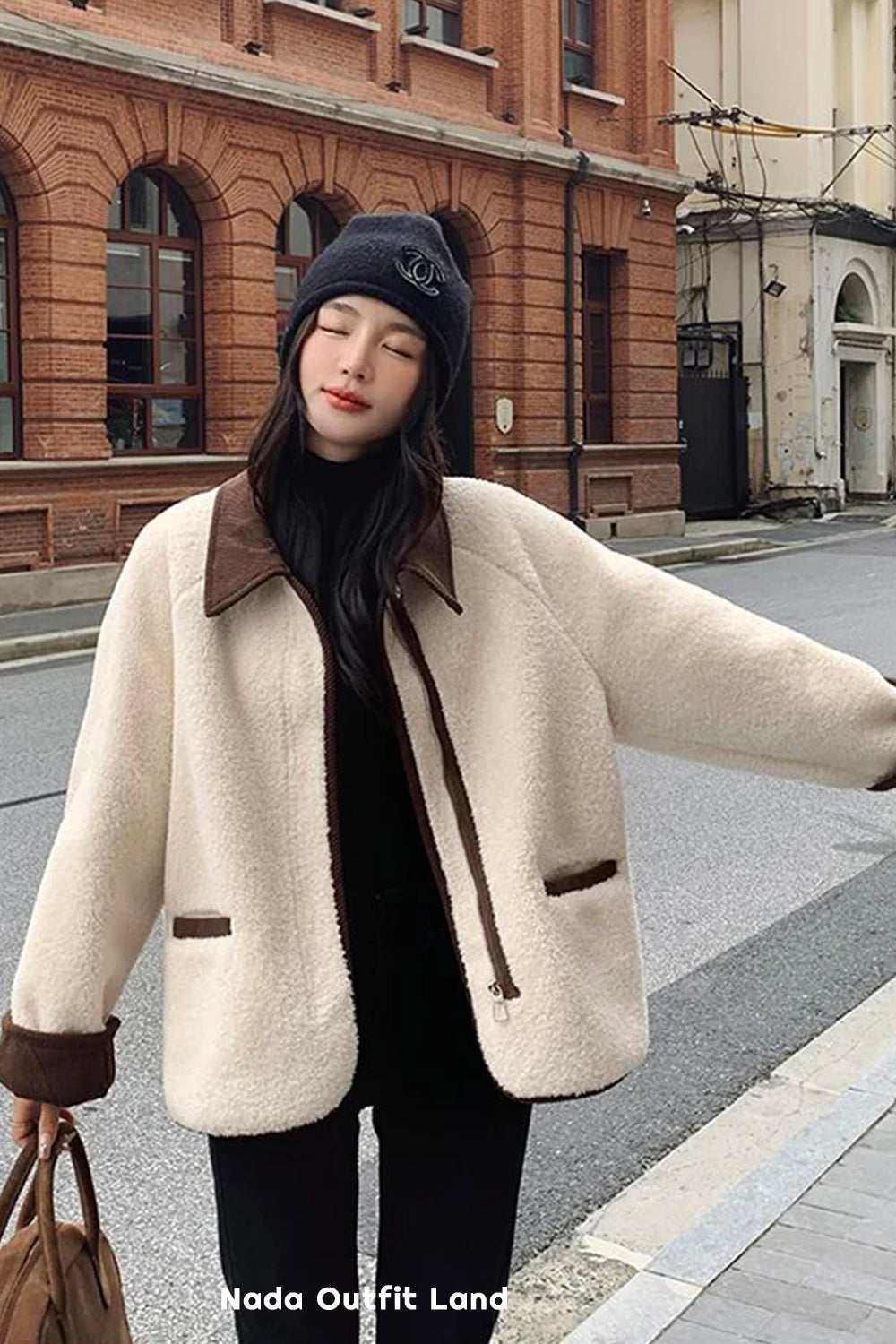 Loose Vintage Faux Wool Lapel Collar Jacket