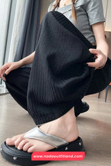 High Waist Elegant Full Striped Office Long Pants