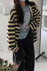 Loose Striped Colors Cardigan Sweater