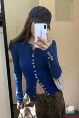 Long Sleeve Chic Buttons Slim Fit Knitted Cardigan Sweater