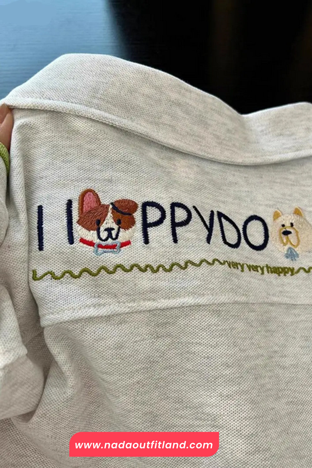 Turn Down Collar Cute Dogs Embroidered Casual Shirt