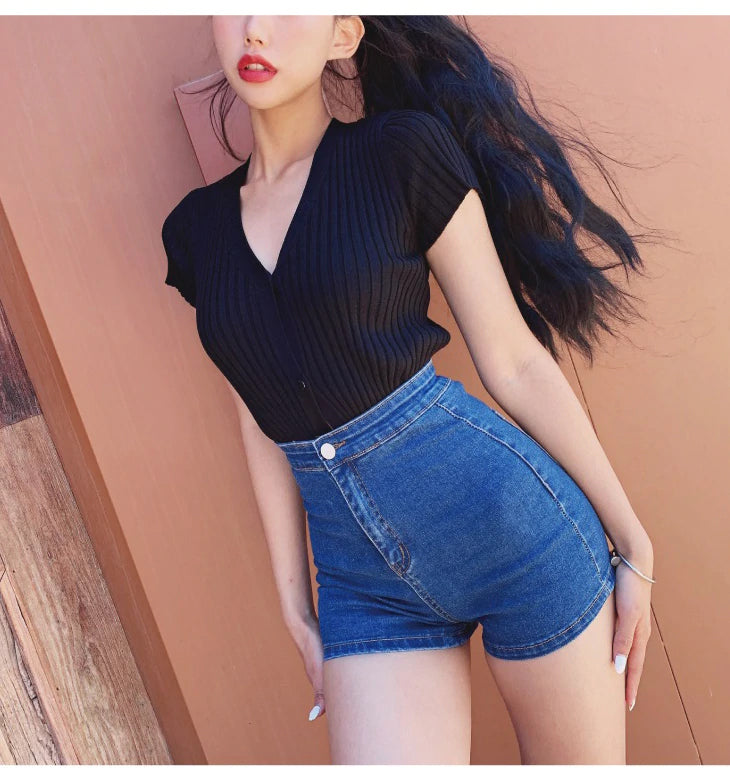 Sexy Skinny Stretch Shorts Denim Jeans