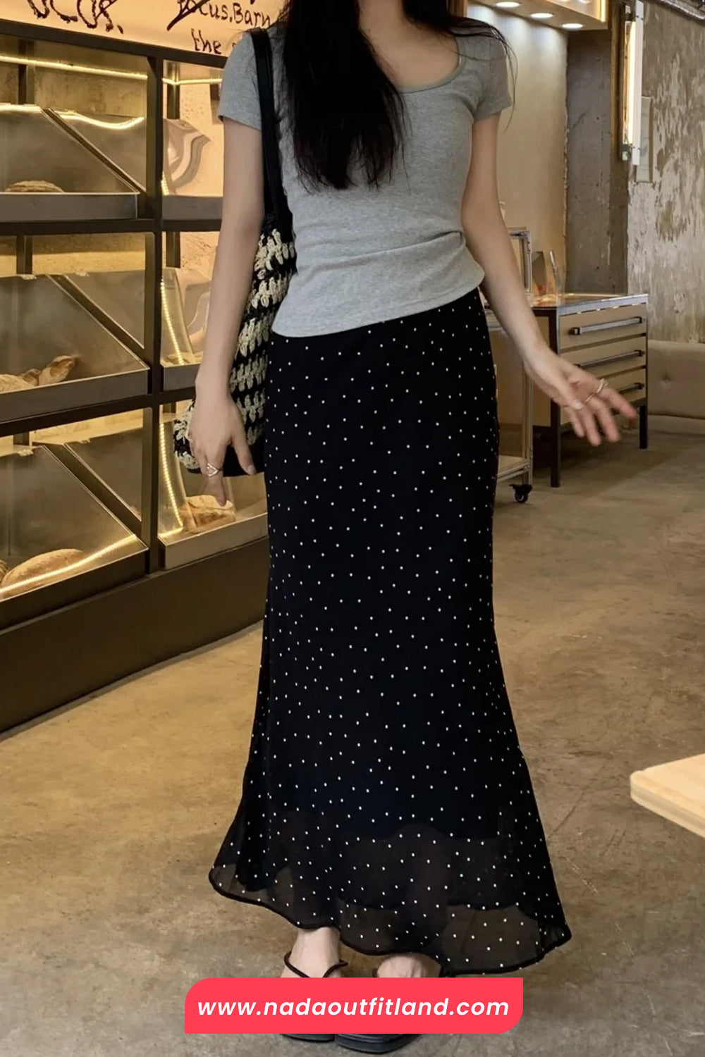 High Waist Polka Dots Pattern Slim Bodycon Mermaid Skirts