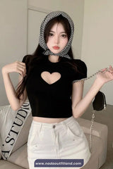 Sexy Love Cropped Hollow Out Slim Shirt