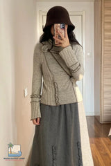 Long Sleeve 3D Flowers Vintage Ruffles Sweater