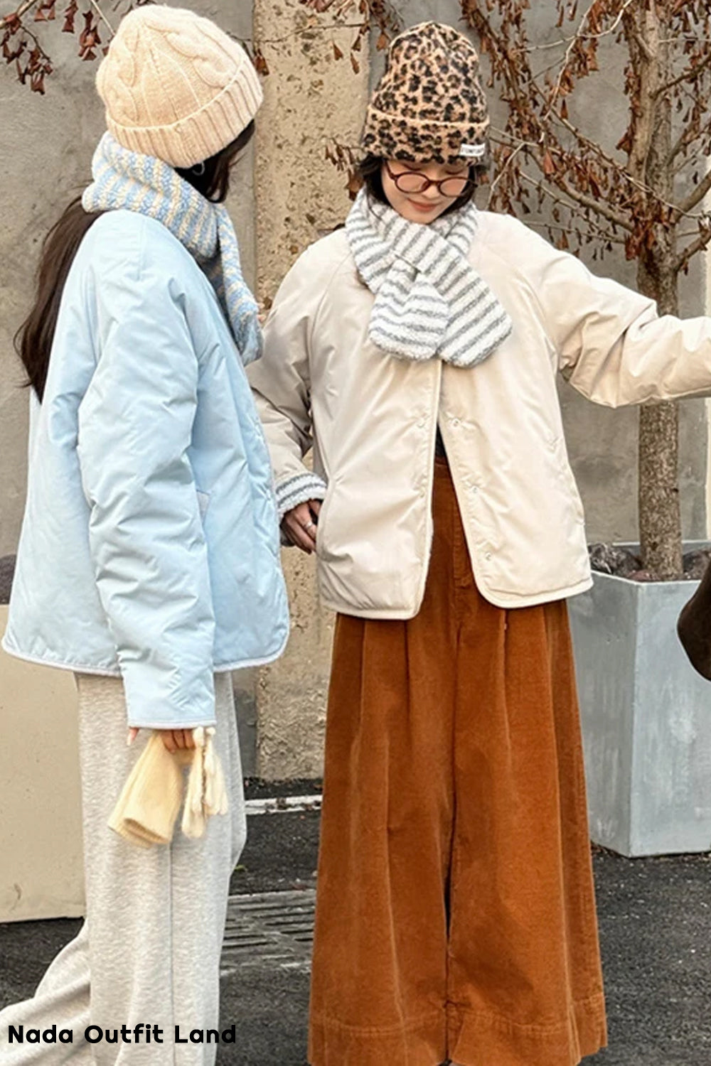 Long Sleeve Two Style Fleece Striped Padded Coat Jacket