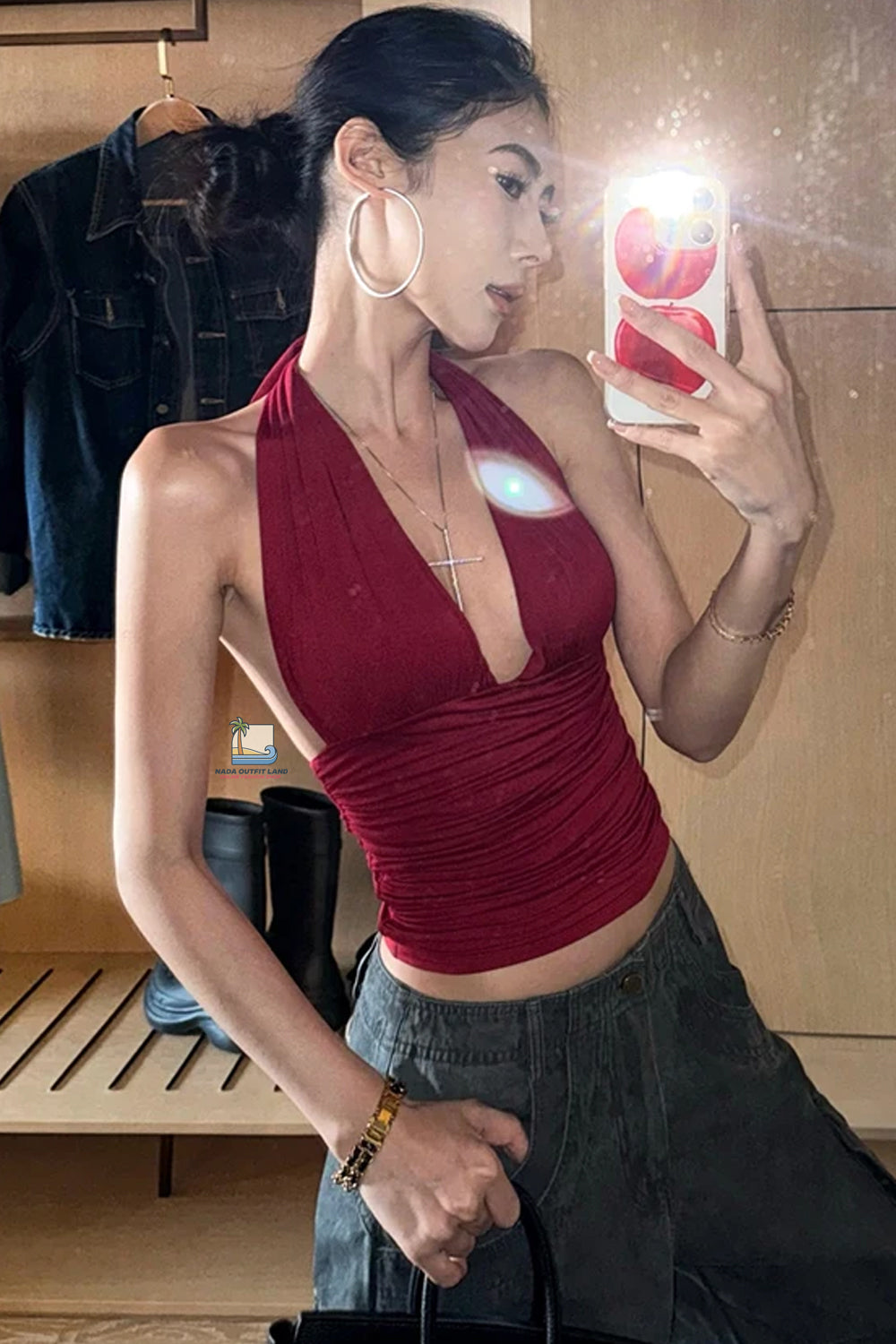 Sexy V-Neck Backless Summer Halter Crop Tops