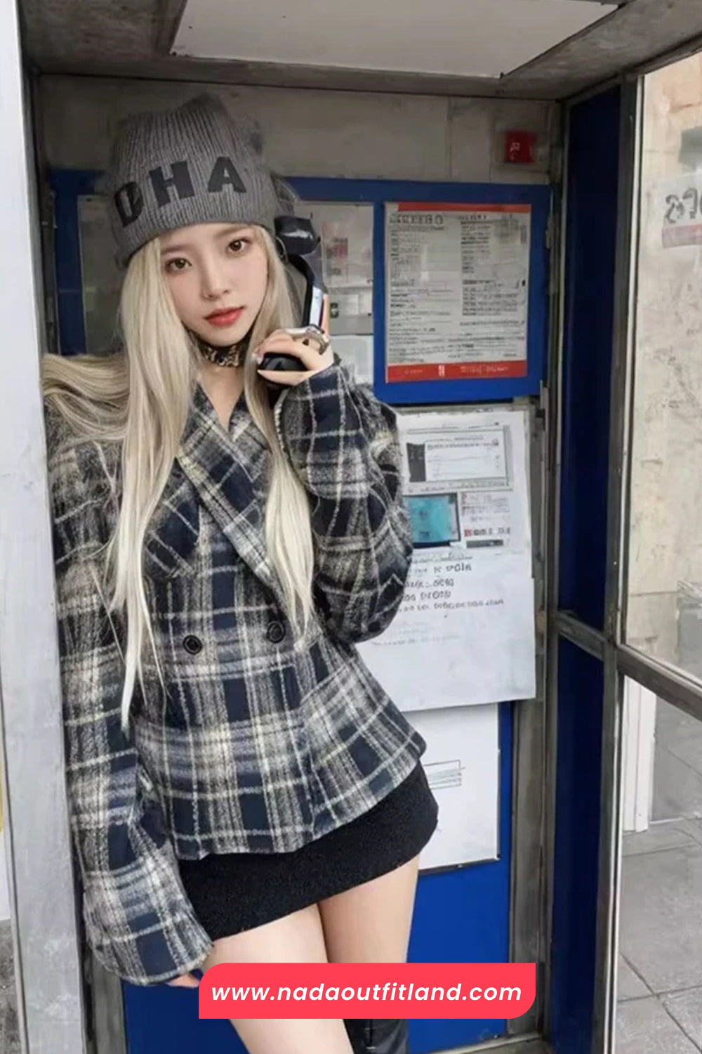 Long Sleeve Retro Plaid Pattern Woolen Blazers Jacket