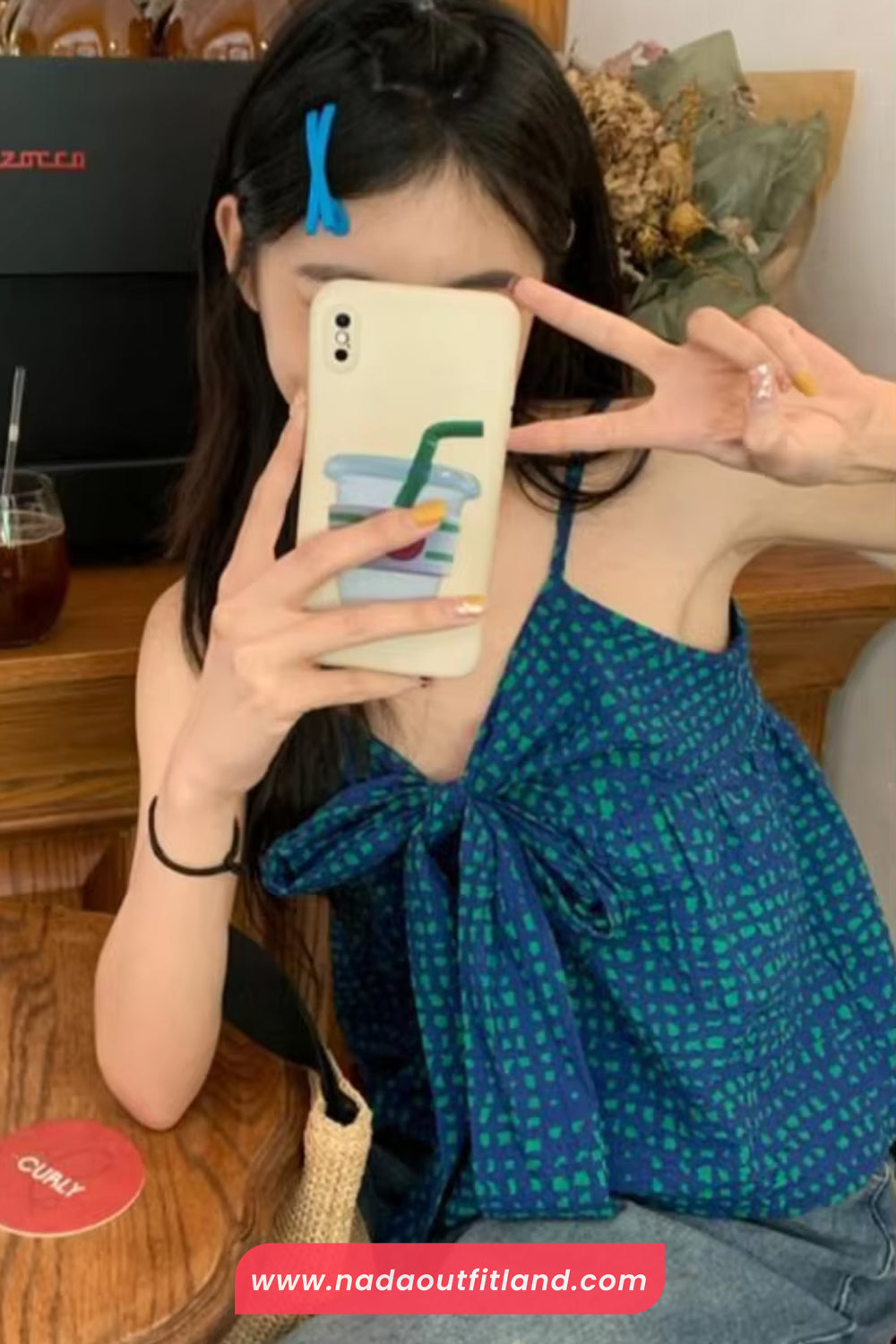 Sleeveless Sweet Bow Plaid Camis Crop Tops
