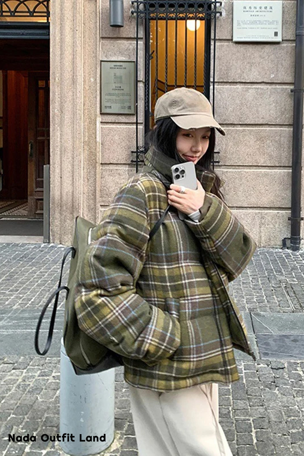 Retro Plaid Winter Puffy Coat Jacket
