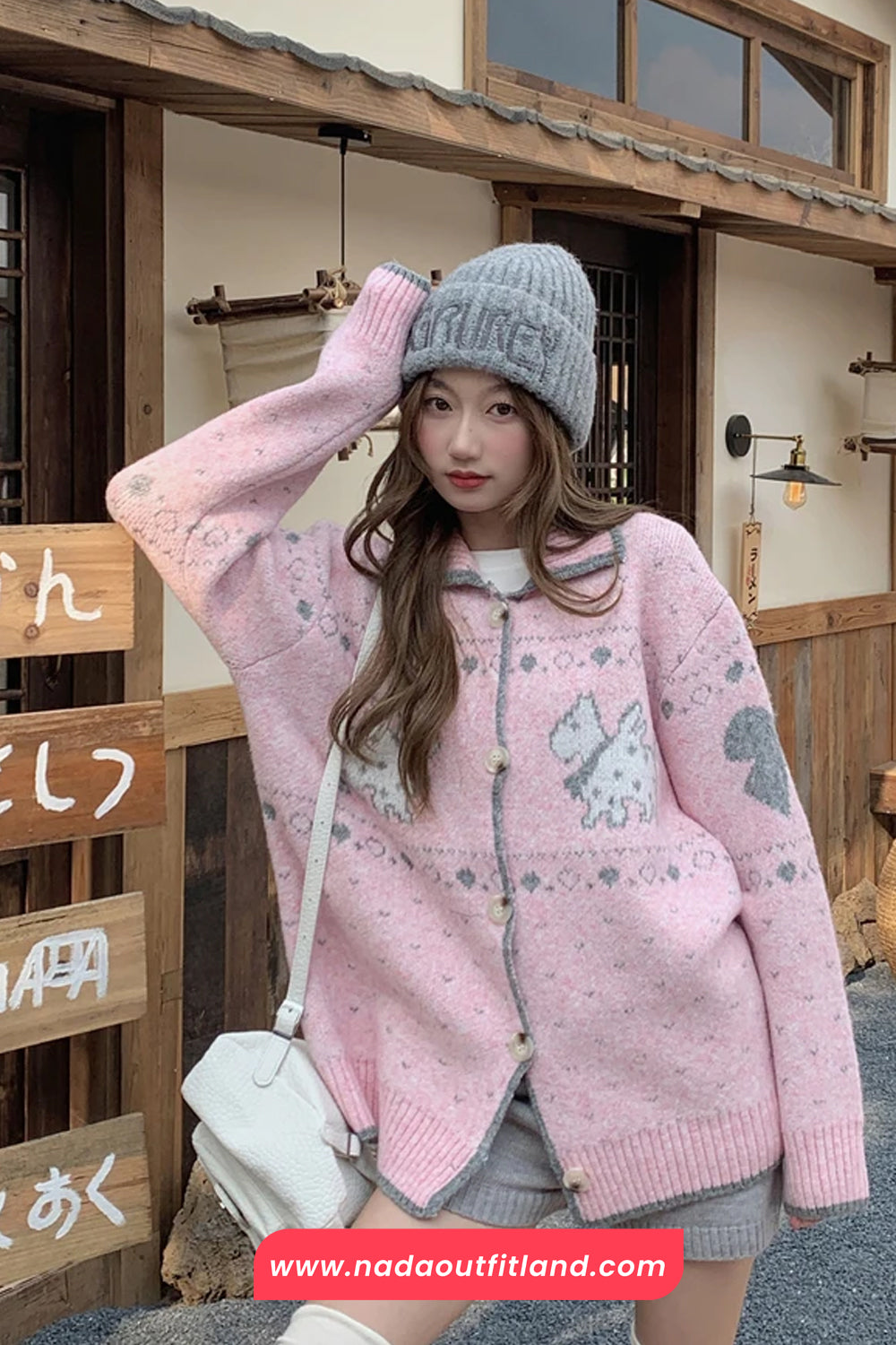 Long Sleeve Cute Dog Pattern Christmas Cardigan Sweater