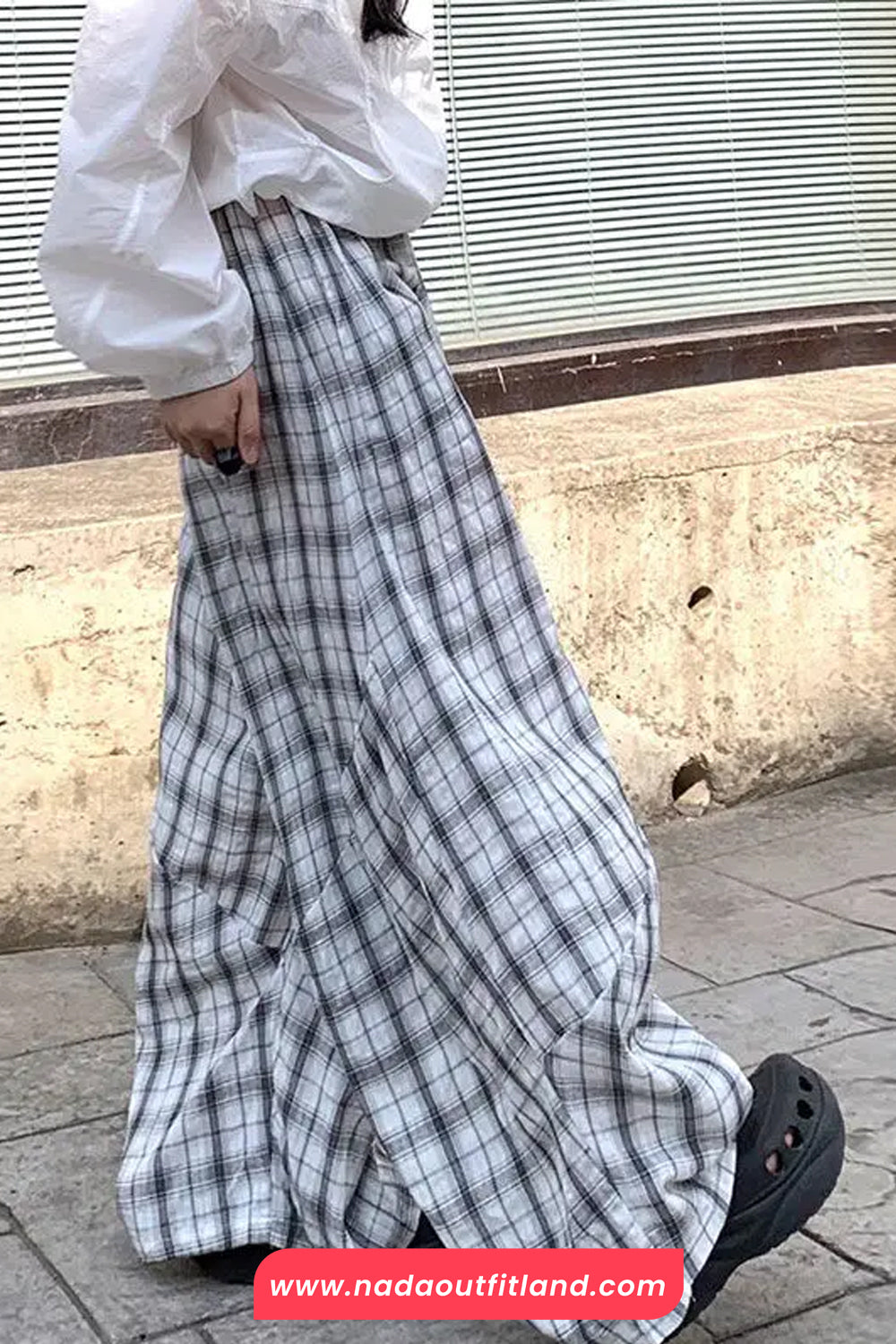 Loose Oversize Plaid Pattern Wide Leg Pants