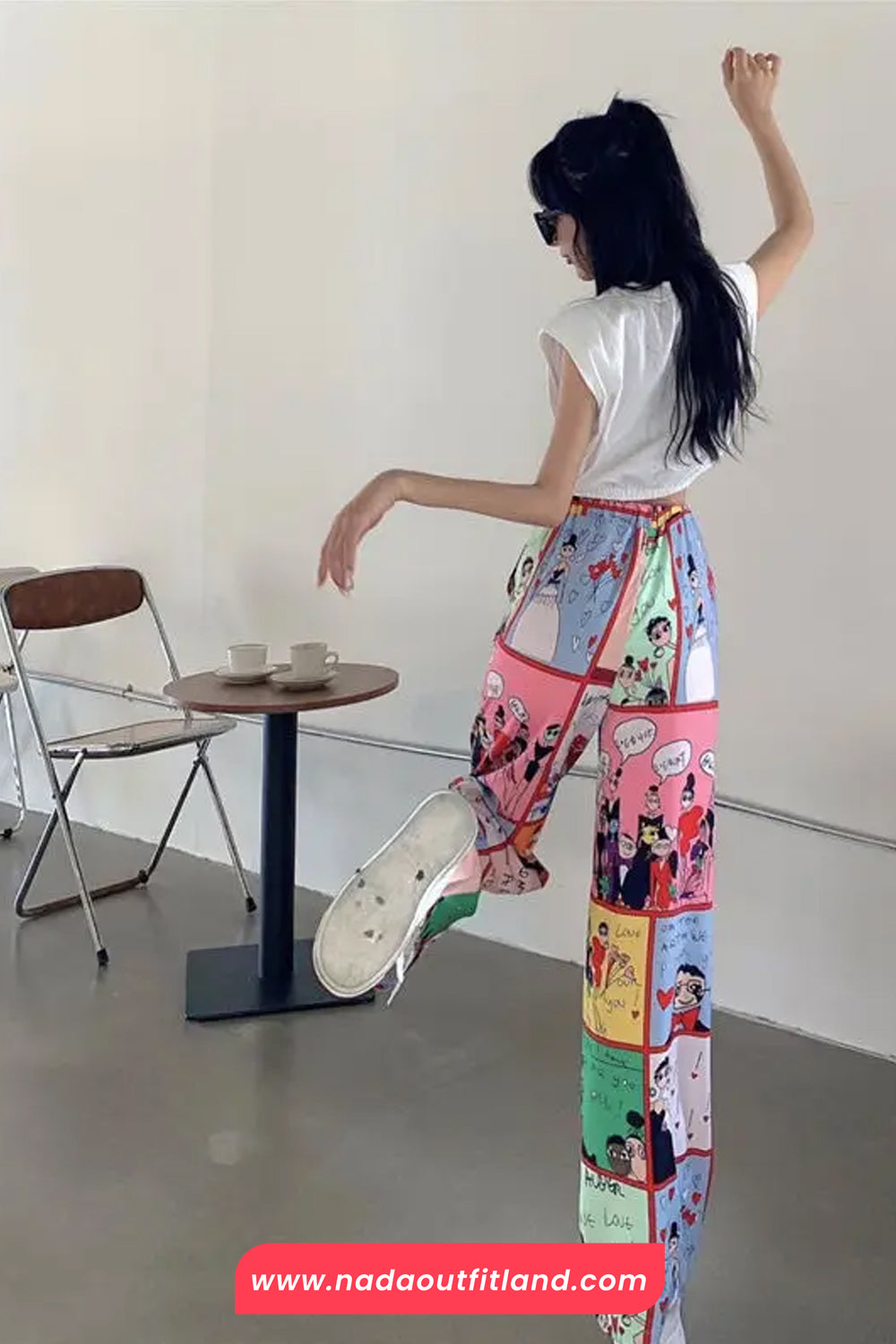 Cute Cartoon Comic Style Pattern Long Pants