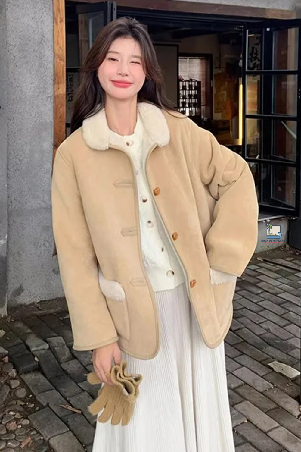 Long Sleeve Vintage Faux Lamb Suede Coat Jacket