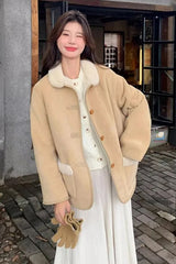 Long Sleeve Vintage Faux Lamb Suede Coat Jacket