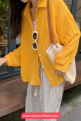 Long Sleeve Solid Colors Summer Sheer Blouse Shirts