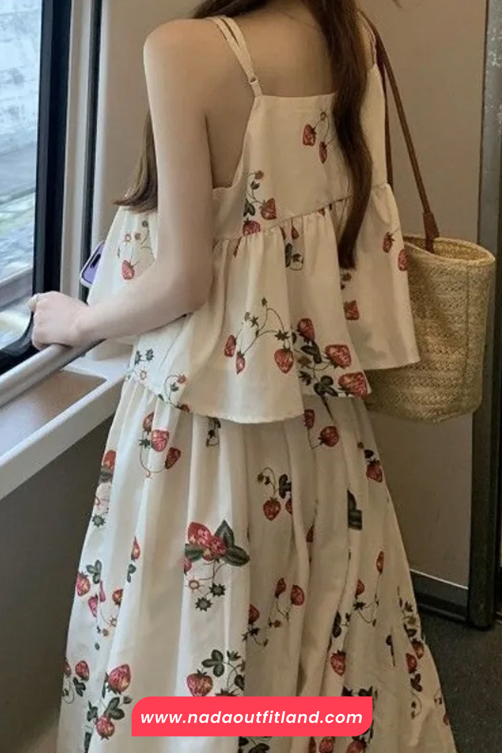 Two Piece Cute Strawberries Pattern Dress Skirts Set