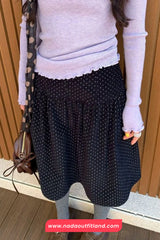 Loose Dots Pattern Corduroy A-Line Skirts